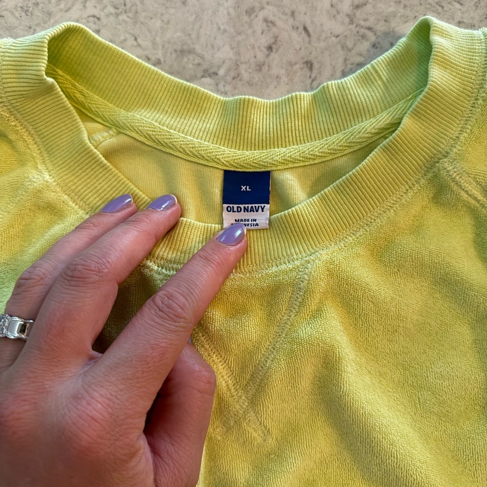 Lime green terry crew neck